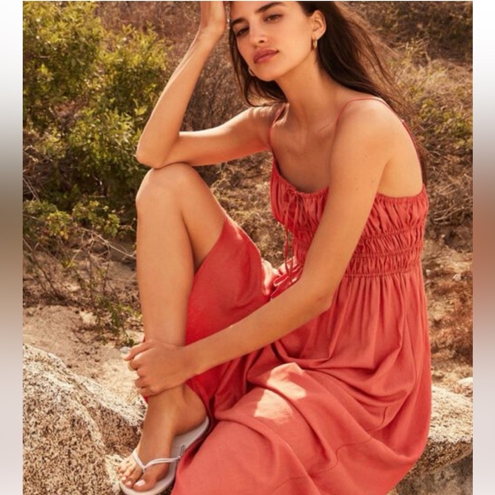 Dynamite Linen Blend Orange Women’s Maxi Dress- Size XS